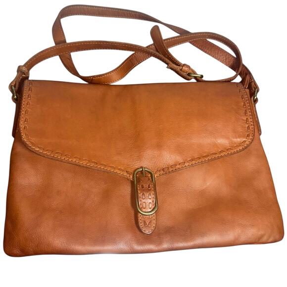 Brown Leather Crossbody Bag – Made in India – Boho Artisan with Beautiful Patina - Picture 1 of 9
